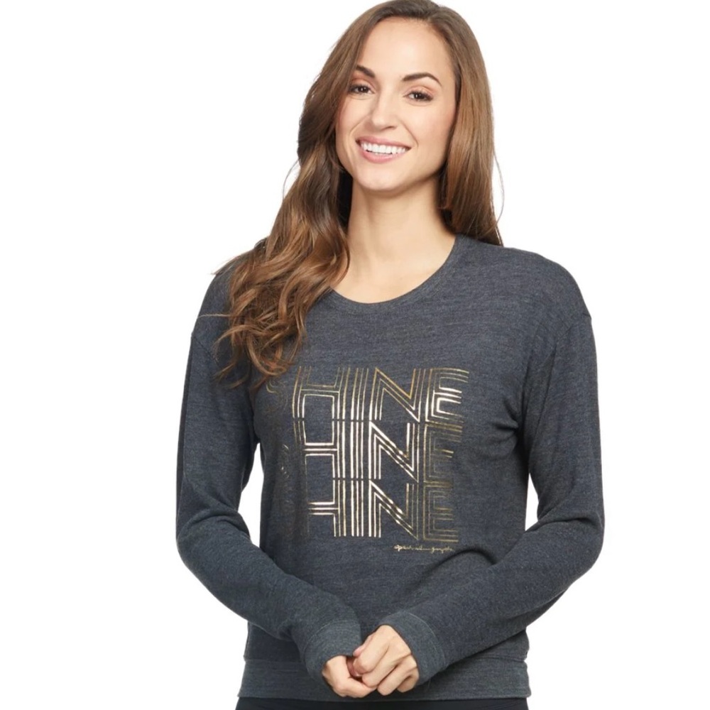 Spiritual Gangster Shine Crew Neck Savasana Pullover Sweater Grey Size Small
